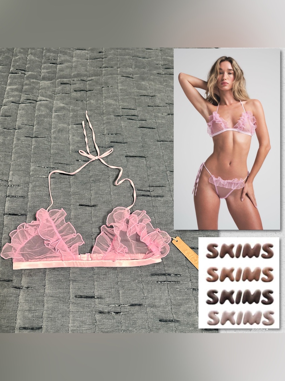 SKIMS Embroidered Tulle Tie Bralette